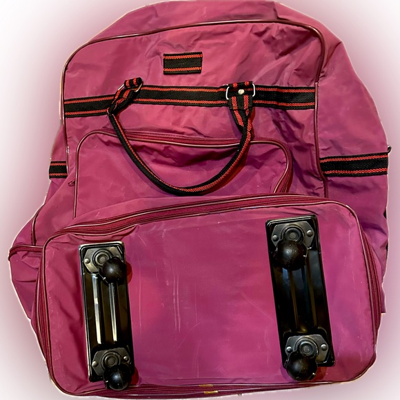 VTG EXPANDABLE ROLLING TRAVEL LUGGAGE BAG WHEELS FUSHIA PURPLE PINK 20”x11”x 24” - Picture 5 of 14